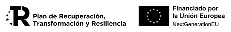 logotipos del Plan de Recuperación, Transformación y Resiliencia, y emblema de la Unión Europea